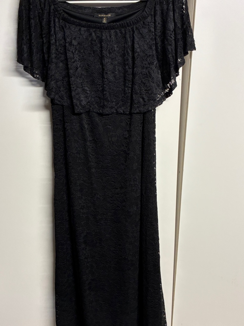 Ellen Weaver Black Lace Maxi with Draped Capelet - Picture 5 of 12